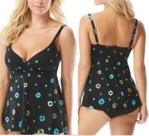 CONTOURS BY COCO REEF Tankini Top Size 8/32D NWT Black Underwire Shapemaker
